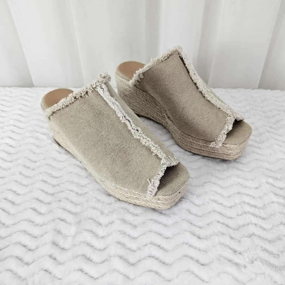 Castañer Queral Espadrille Canvas Wedge Mule Sandal Size 36 - Picture 2 of 8